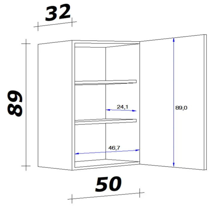Küchen Hängeschrank AVILA 50 cm Eiche /weiß matt