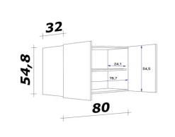 Küchen Oberschrank RALPH 80 cm Eiche/ grau