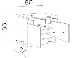 Küchen Unterschrank AVILA V Eiche /weiß matt