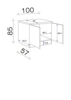 Küchen Unterschrank RALPH 80 cm Eiche/ grau