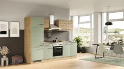 Küchenblock FIONA Schilfgrün / Artisan Eiche 270 cm