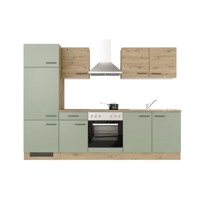 Küchenblock FIONA Schilfgrün / Artisan Eiche 270 cm