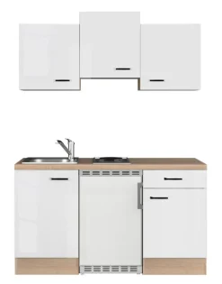 Küchenblock LUKE 150 x 60 cm Weiß Hochglanz / Sonoma Eiche