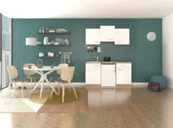 Küchenblock LUKE 150 x 60 cm Weiß Hochglanz / Sonoma Eiche