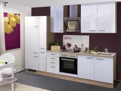 Küchenblock Valero Weiß Hochglanz/Eiche Sonoma Nachbildung 300 cm