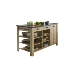 Kücheninsel SHERWOOD ca. 162 x 93 x 77 cm Old Style hell Dekor