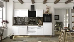 Küchenzeile Heidi Weiß Matt / Cosmopolitan Eiche 280 x 200 x 60 cm