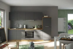 Küchenzeile KOPENHAGEN 300cm Wotan Eiche Dekor/Matt-Grau