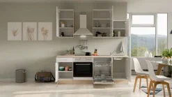 Küchenzeile LUKE Weiß Hochglanz/Sonoma Eiche NB ca. 220x234 x 60 cm