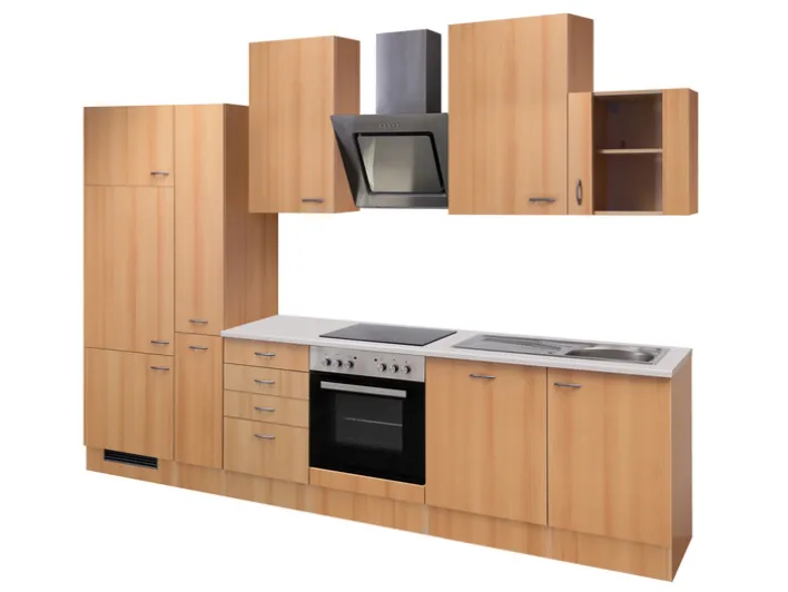 Küchenzeile NANO Buche/Rumba Dekor ca.310x234x60cm