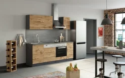 Küchenzeile ODENSE 210 cm Graphit/ Wotan Eiche Dekor