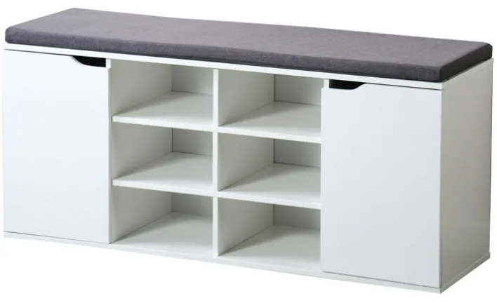 KESPER Schuhschrank mit Sitzkissen 103 x 48 x 30,5 cm weiß/grau