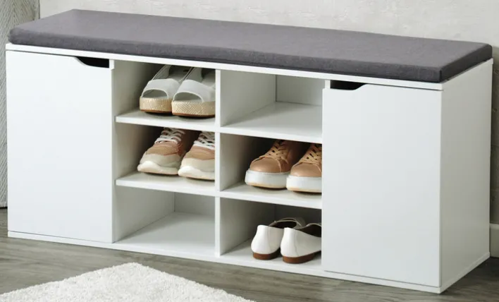 KESPER Schuhschrank mit Sitzkissen 103 x 48 x 30,5 cm weiß/grau