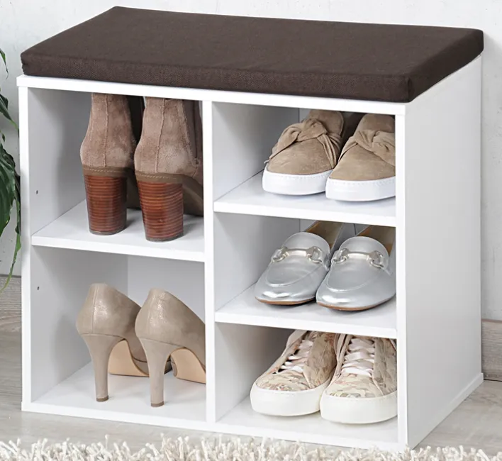 KESPER Schuhschrank mit Sitzkissen 51,5 x 48 x 29,5 cm weiß/braun