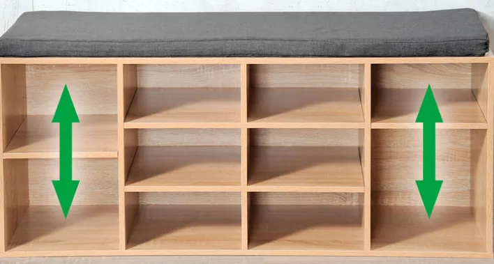 KESPER Schuhschrank mit Sitzkissen 103,5 x 29,5 cm braun/grau