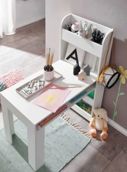 Kinder Schreibtisch mit Regal 50 x 110 cm weiß