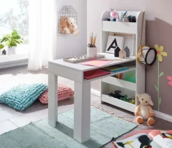 Kinder Schreibtisch mit Regal 50 x 110 cm weiß