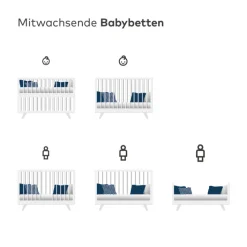 Kinderbett BEACH Kiefer weiß/ Abs. Birke