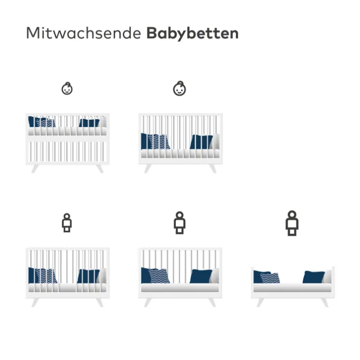 Kinderbett BEACH Kiefer weiß/ Abs. Birke