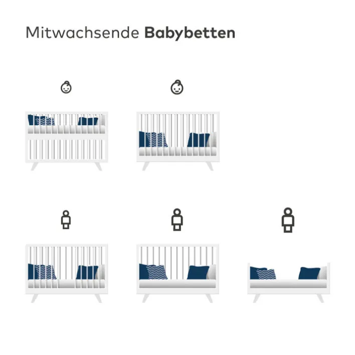 Kinderbett BEACH Kiefer weiß/ Abs. Birke
