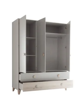 Kinder-Drehtürenschrank FIEN grau/ braun