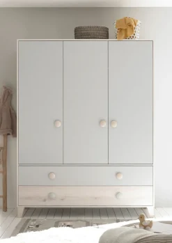 Kinder-Drehtürenschrank FIEN grau/ braun