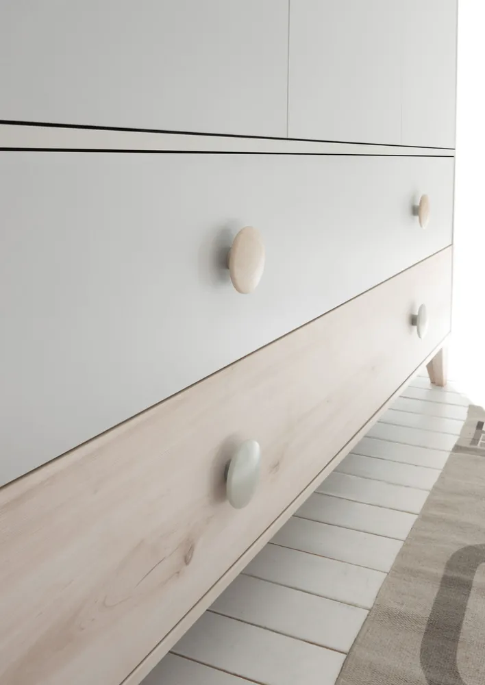 Kinder-Drehtürenschrank FIEN grau/ braun