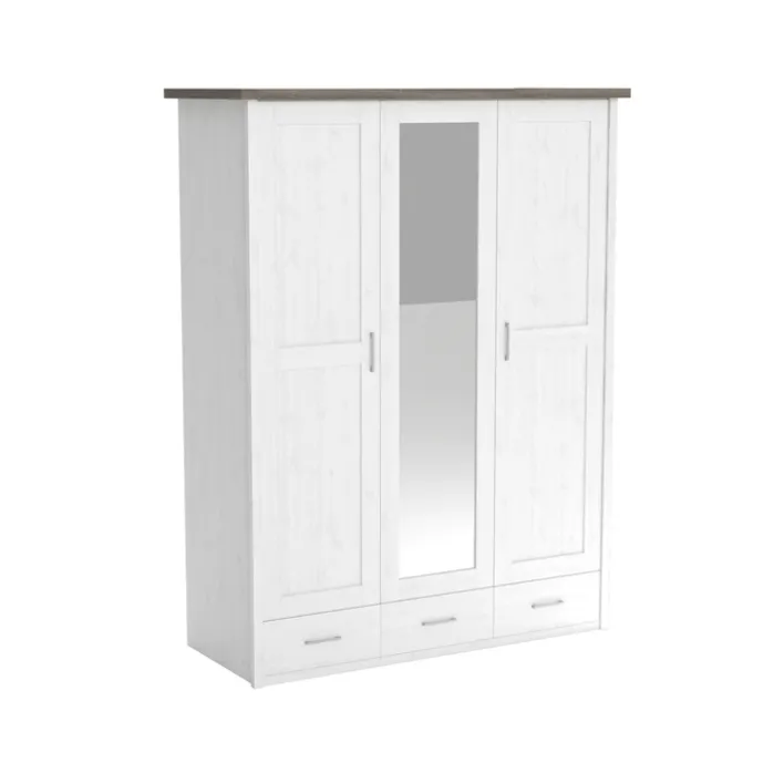 Kinder-Drehtürenschrank LUCA weiß/ braun