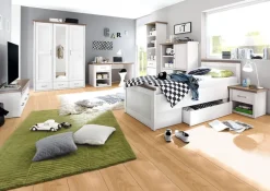 Kinder-Drehtürenschrank LUCA weiß/ braun