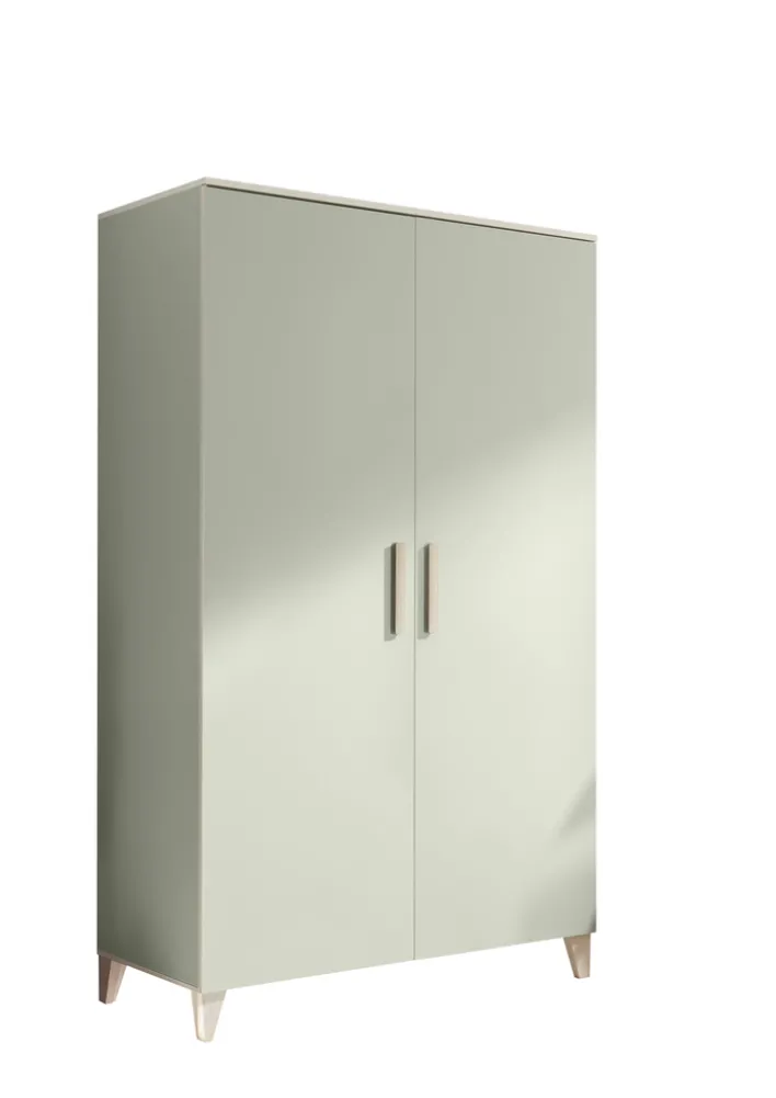 Kinder-Drehtürenschrank PRIZZI 100 x 200 cm pastellgrün/ braun