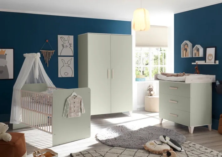 Kinder-Drehtürenschrank PRIZZI 100 x 200 cm pastellgrün/ braun