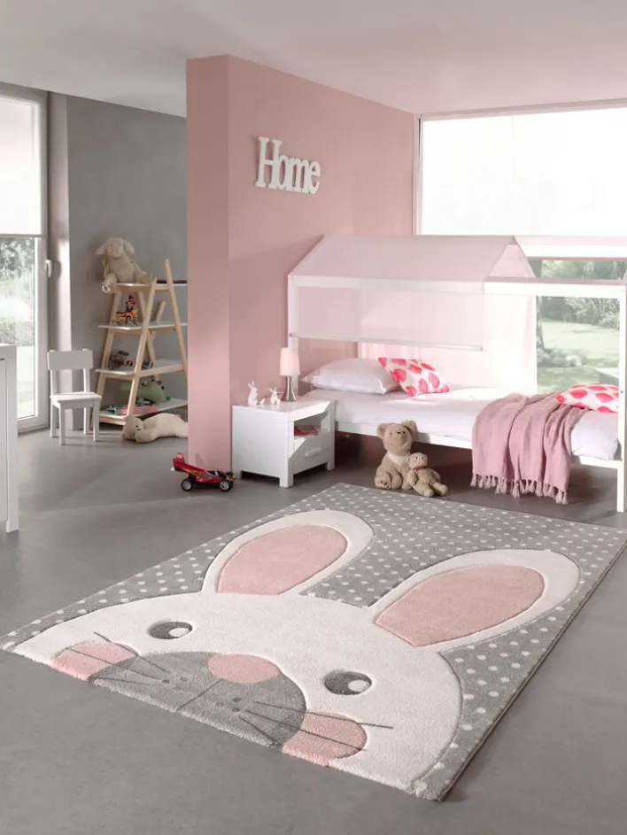 Kinderteppich PASTEL KIDS HASE 120 x 170 cm grau