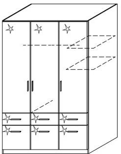 Kleiderschrank CELLE 136 x 210 cm Alpinweiß/HG weiß