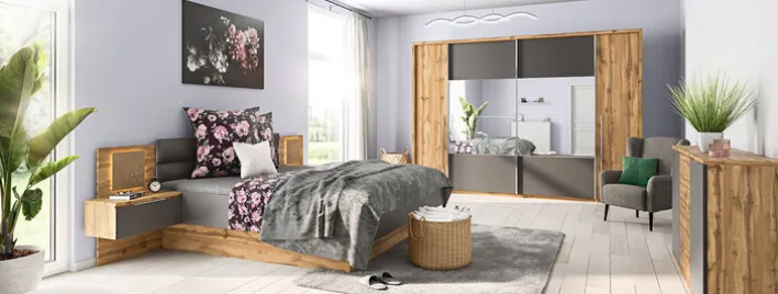 Kleiderschrank FOREST 312 x 225 cm braun / grau