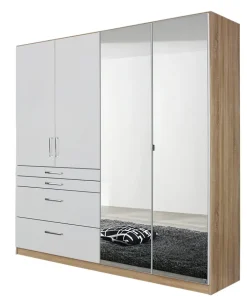 Kleiderschrank HOMBURG 2 Spiegeltüren Sonoma Eiche/HG weiß