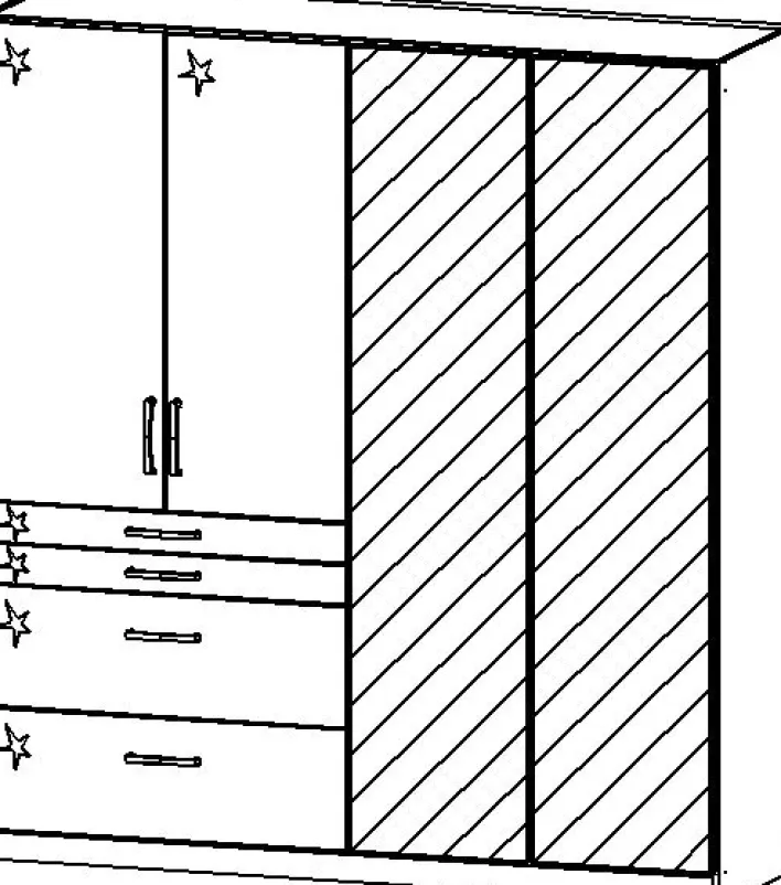 Kleiderschrank HOMBURG 2 Spiegeltüren Sonoma Eiche/HG weiß