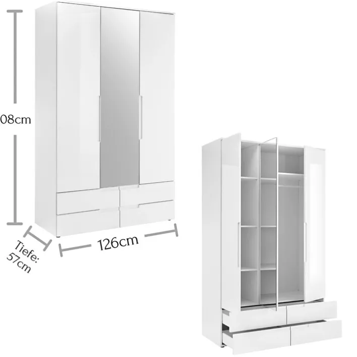 Kleiderschrank JENNA S 3-türig weiß