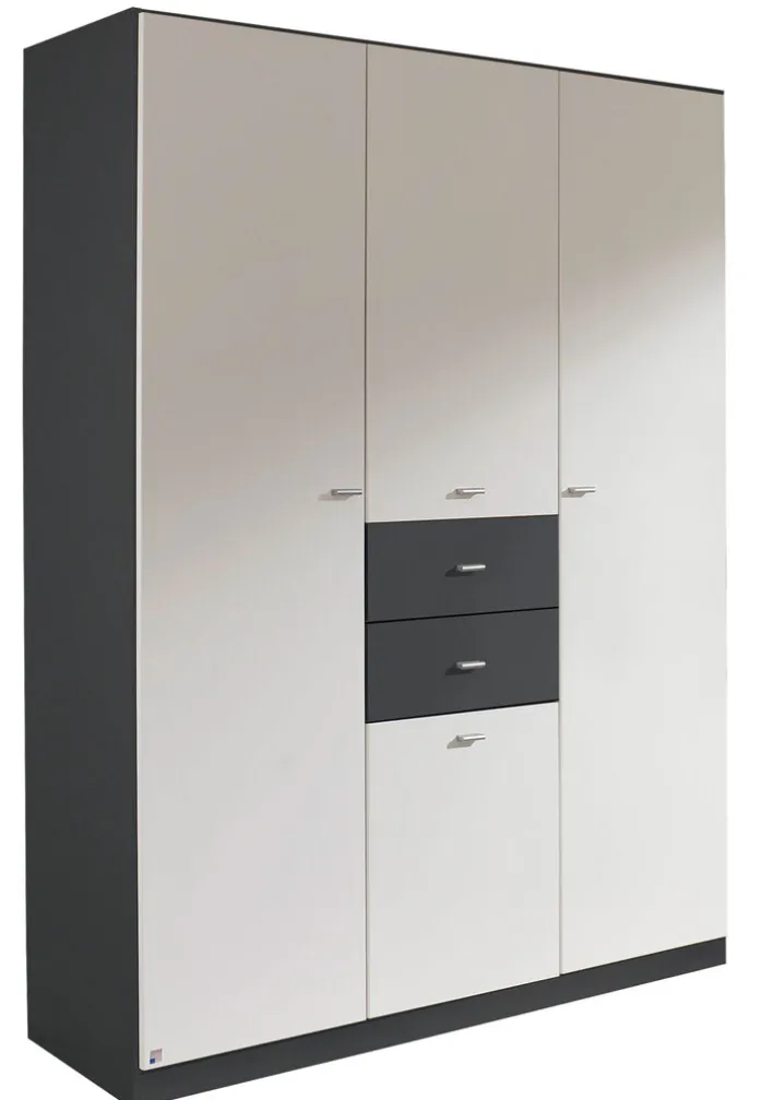 Kleiderschrank LANDSBERG 136 x 197 cm Grau metallic/weiß