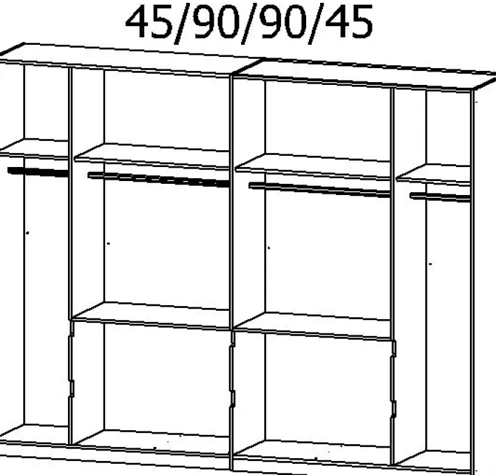 Kleiderschrank MAINZ 271 x 210 cm Sonoma Eiche/Spiegel