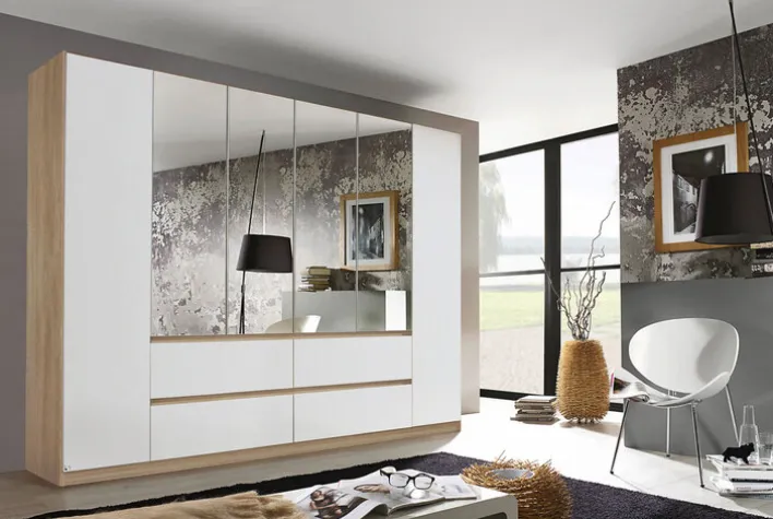 Kleiderschrank MAINZ 271 x 210 cm Sonoma Eiche/Spiegel