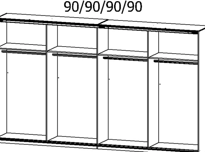 Kleiderschrank PANORAMA 361 x 62 cm NB weiß