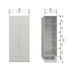 Kleiderschrank PURE 95 x 215 cm Kiefernholz/Farbton Staub