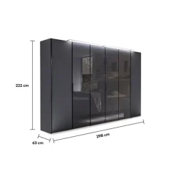 Kleiderschrank SWING 298 x 222 cm vulkanschwarz