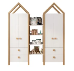 Kleiderschrank-Set BEACH 3-teilig Kiefer weiß/ Abs. Birke