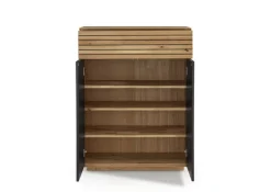 Kommode 80 x 103 cm Astige Eiche massiv/Türen Glas weiß satinato