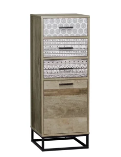 Kommode 39,5 x 106 cm natur/Dekorfolie grau gemustert