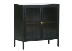 Kommode 70 x 72 cm Platte Marmor weiß/Türfront Strukturglas