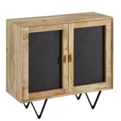 Kommode 80 x 75 cm Schwarz/ Mango massiv