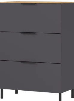 Kommode CALIFORNIA 68 x 98 cm Graphit/ Navarra-Eiche