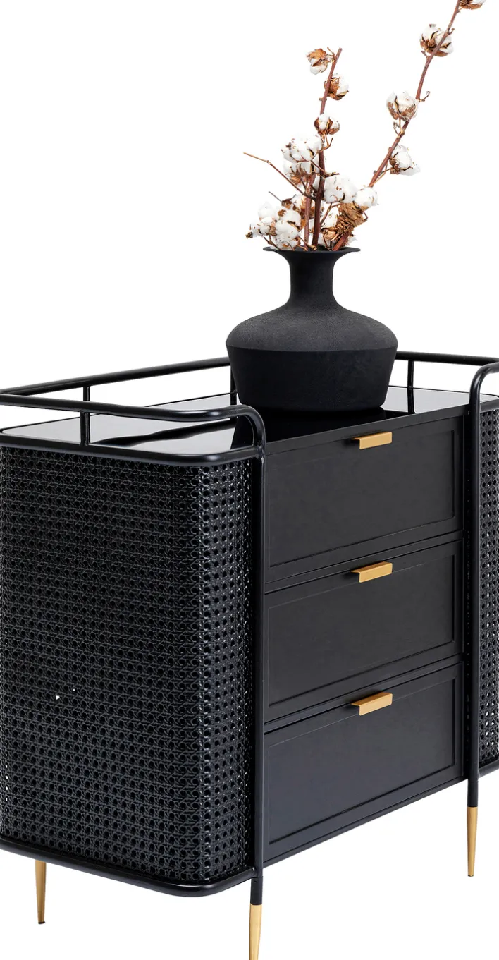 Kommode FENCE schwarz 80x80x40 cm